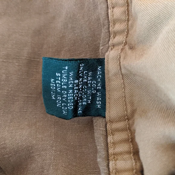 Lauren Ralph Lauren Costal Grandma Silk Linen Blend Tan Pants 6 - Picture 4 of 4